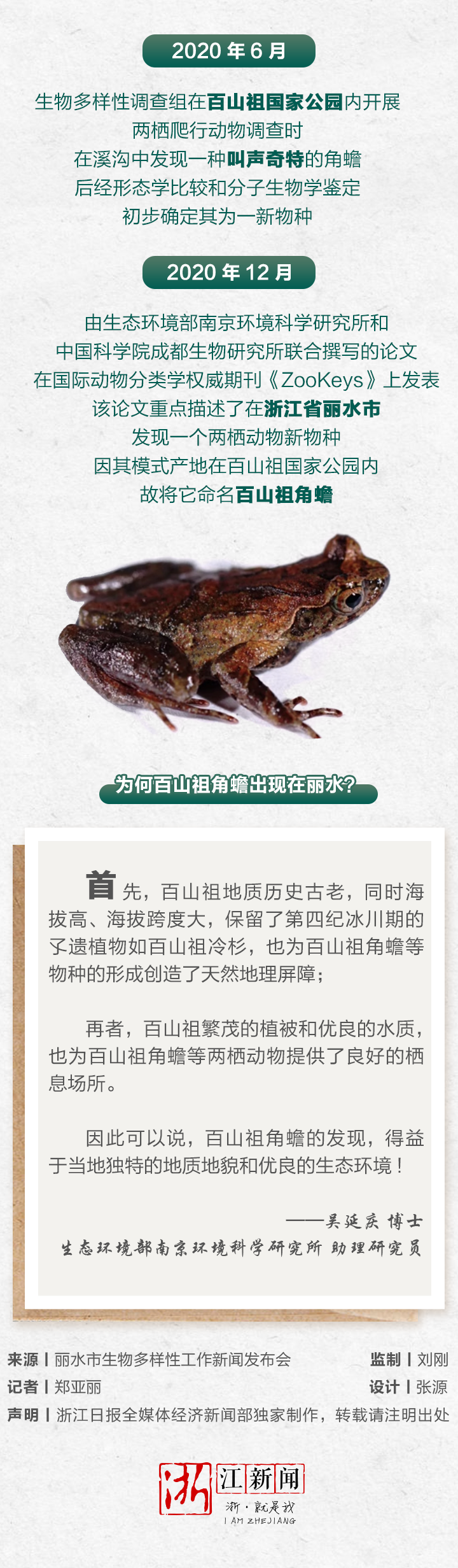 浙江丽水发现新物种百山祖角蟾！世界两栖动物家族再添一名新成员