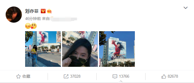 花木兰|刘亦菲合影花木兰海报秒变小迷妹