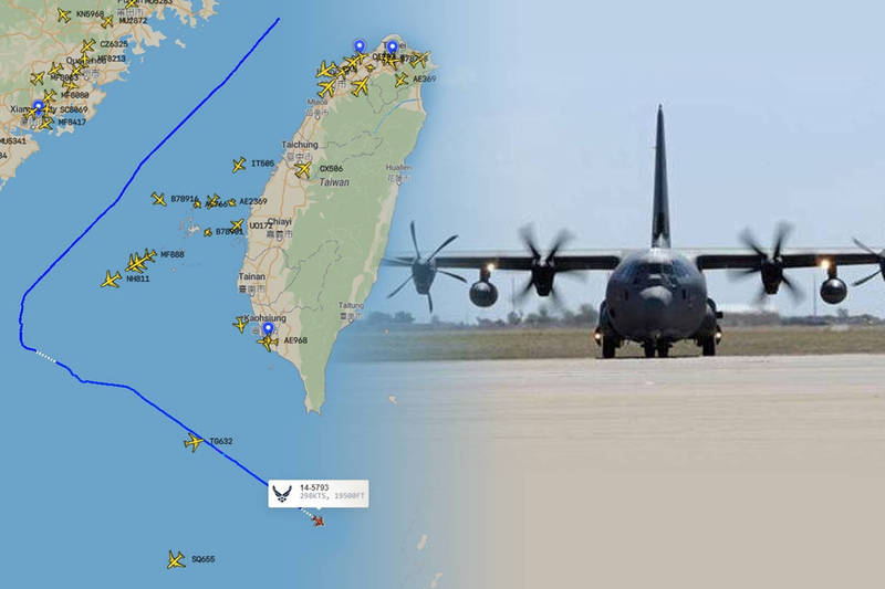 频繁挑衅！美空军一架MC-130J特殊任务机今沿所谓“台海中线”由北朝南飞行
