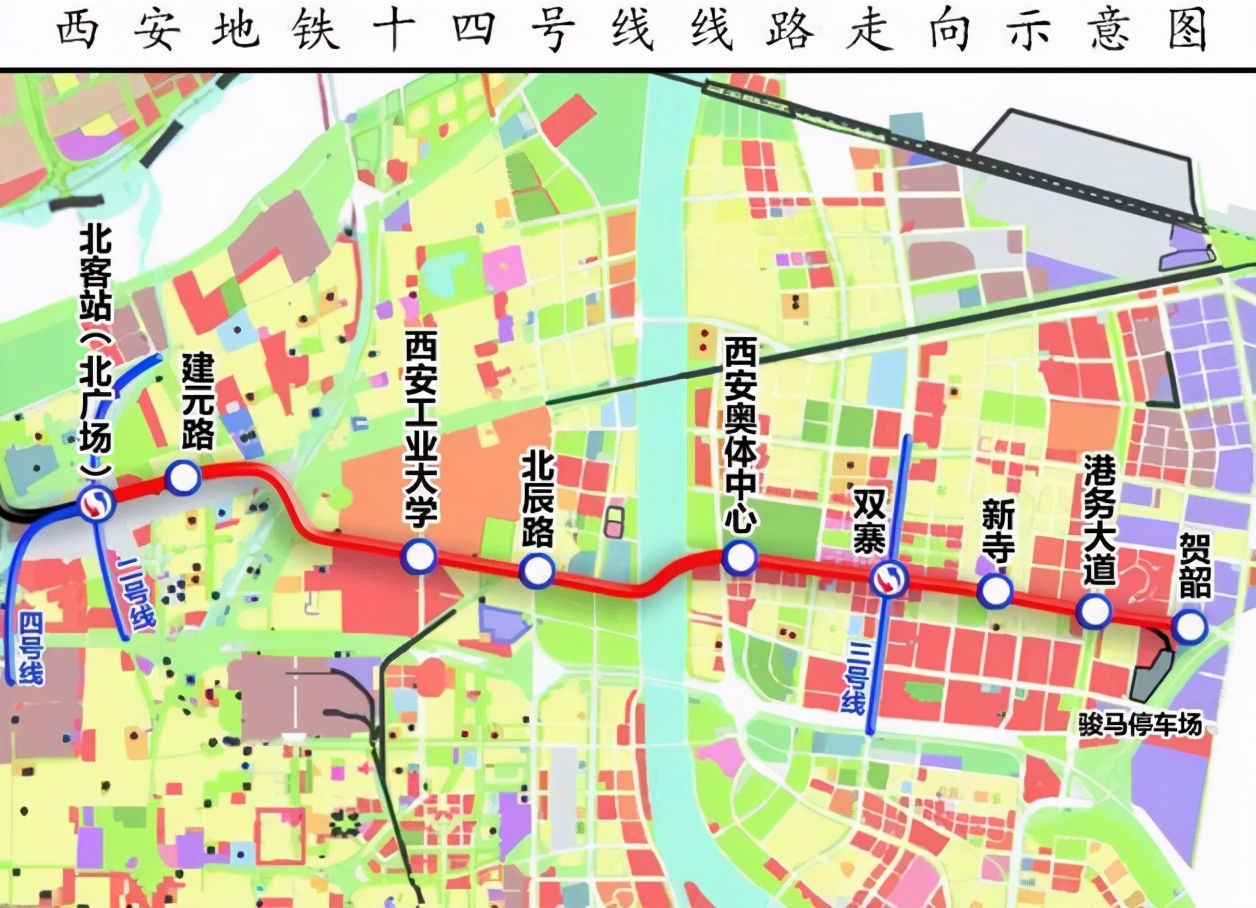 西安在建一条地铁线，长13.65千米，设9站，设置最高时速100千米