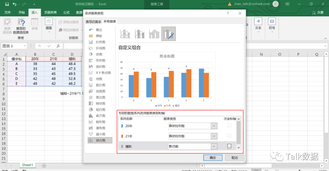 Excel如何让数据标签带箭头并按值区分颜色