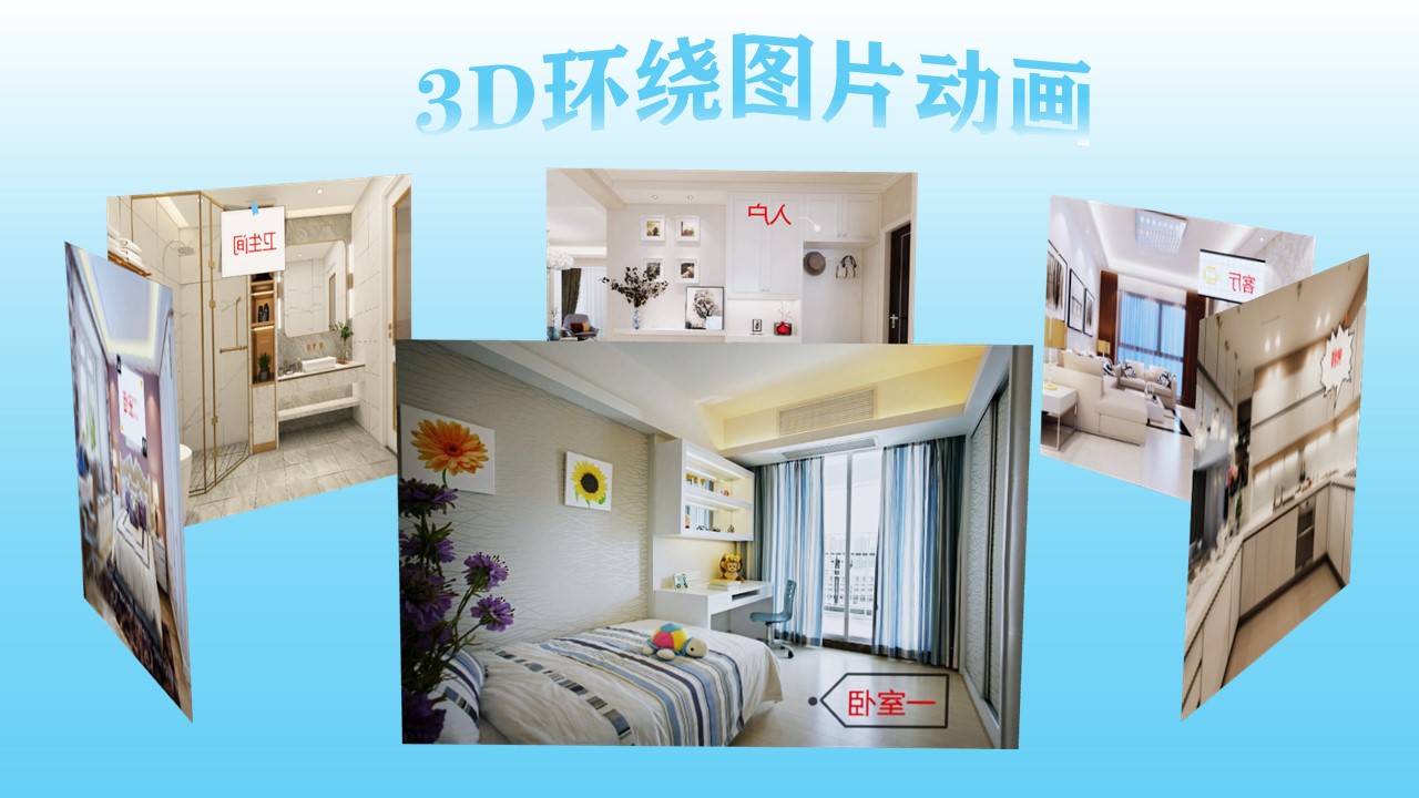 怎样用ppt做出这种3d环绕图片的动画效果?