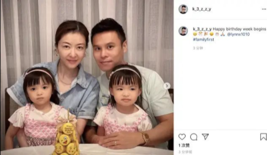 熊黛林全家福罕曝光，40岁素颜嫩成少女，双胞胎女儿容貌却差距大