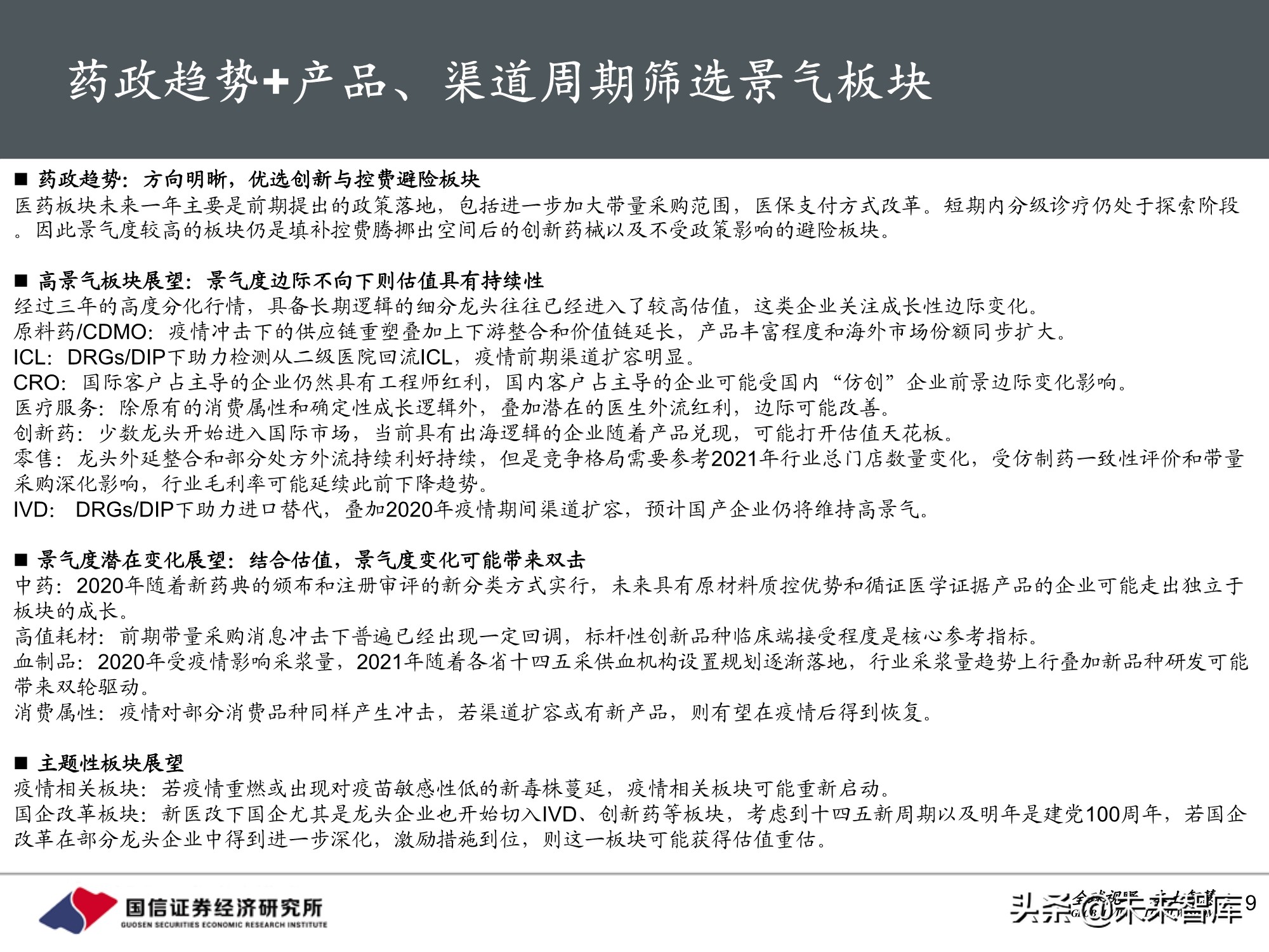 医药行业2021年投资策略：聚焦三大主线，精彩纷呈