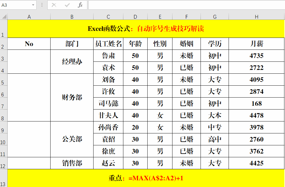 Excel中自動序號的生成技巧，總共就這6條，你確定都掌握嗎？