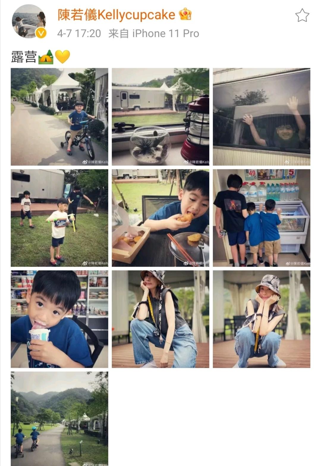 林志穎老婆帶仨兒子露營，kimi長高帥氣，貼心帶雙胞胎弟弟玩