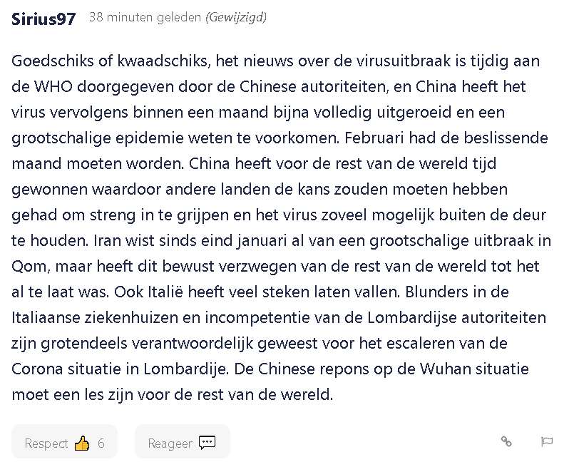 世卫报告出炉，荷兰感叹浪费了中国争取的时间