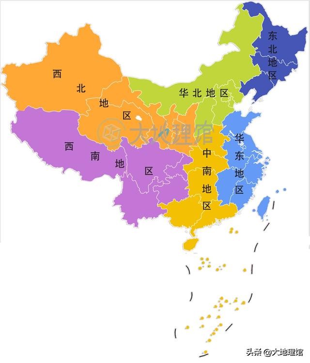 华北是指哪几个省(一组地图看中国六个地理大区：华北东北华东中南西南西北)