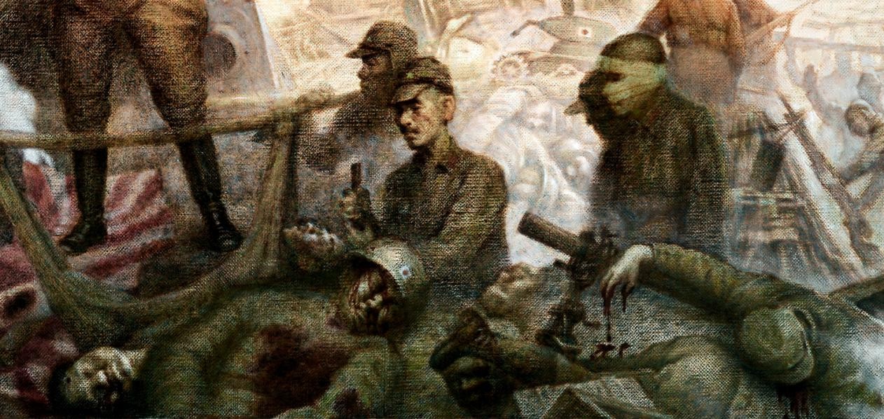 大师于广胜抗战主题油画作品二战收官之战决胜山海关面世