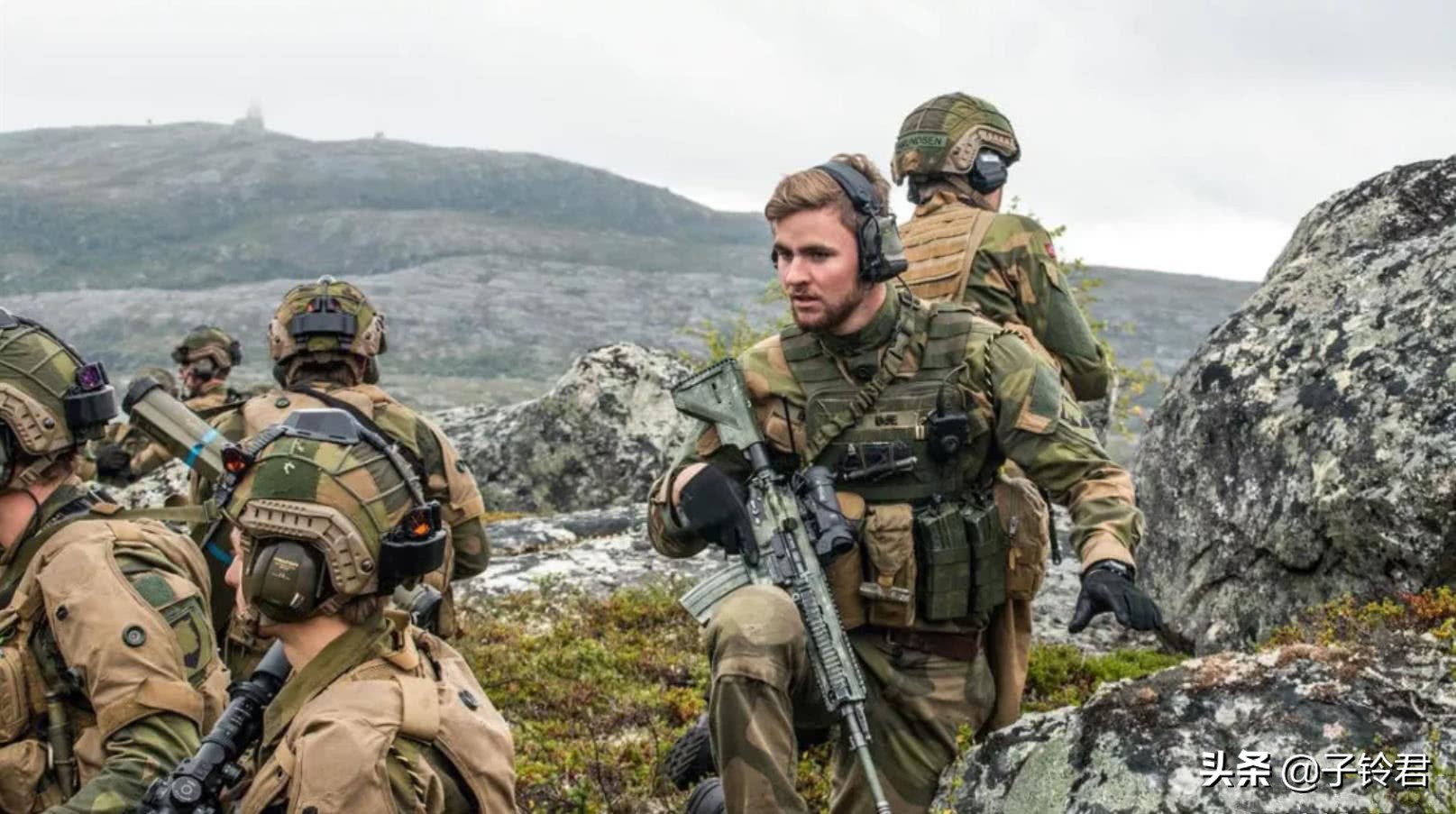 挪威特种部队演习，德国步枪比利时机枪，全员
