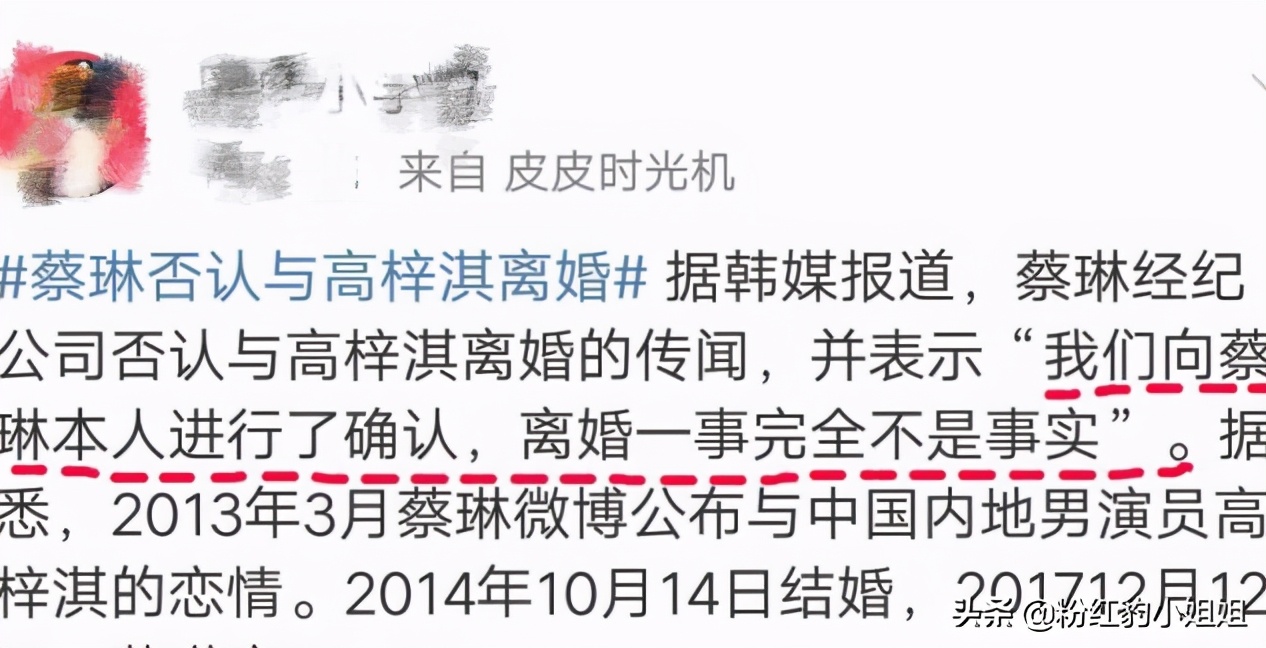 久传成现实！蔡琳高梓淇正式离婚，三点真因说