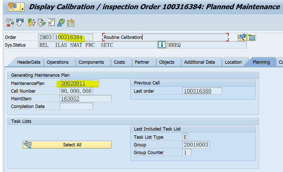 SAP PM IW33里查看维护订单相关的维护计划