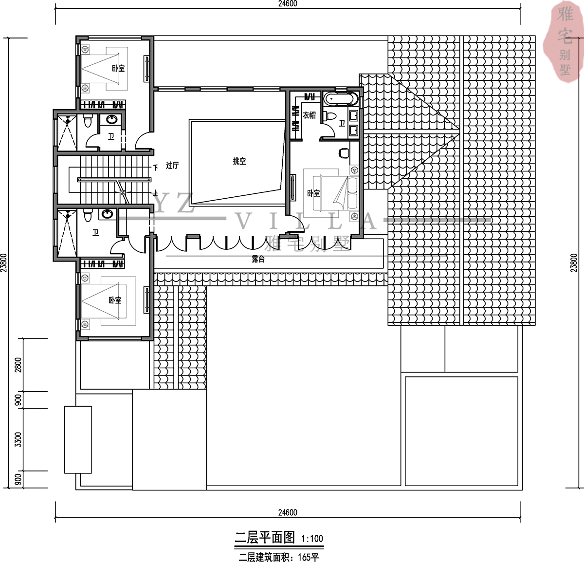 湖南两层中式合院别墅，占地360平连廊入户，前庭后院，独立车库