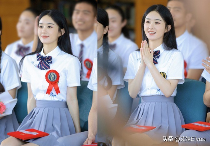 赵丽颖新造型大变样，穿校服打领带重拾清纯，冯绍峰后悔都来不及