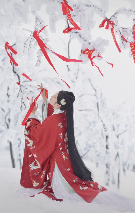 Bai Xue flushs a plum, pat in snow Chinese take, netizen: Is this fairy? 