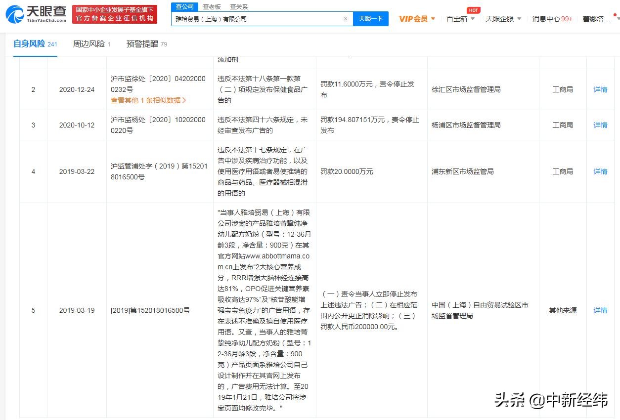 雅培回应奶粉检出香兰素被罚909万：致歉并回收产品