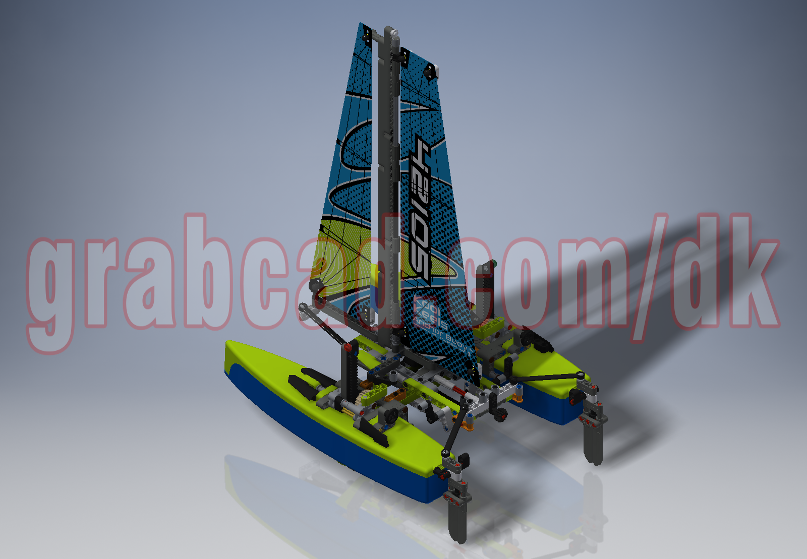 Catamaran漂浮双体船(42105)3D图纸 INVENTOR设计 附STP