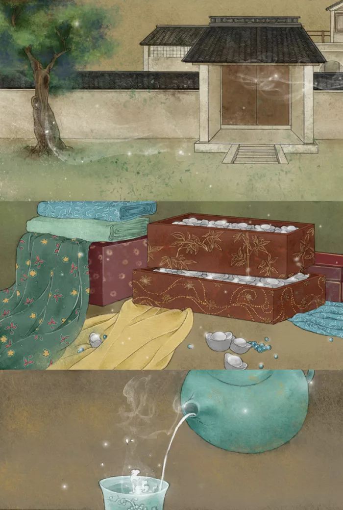 古风美物插画 | 裁为合欢扇，团团似明月