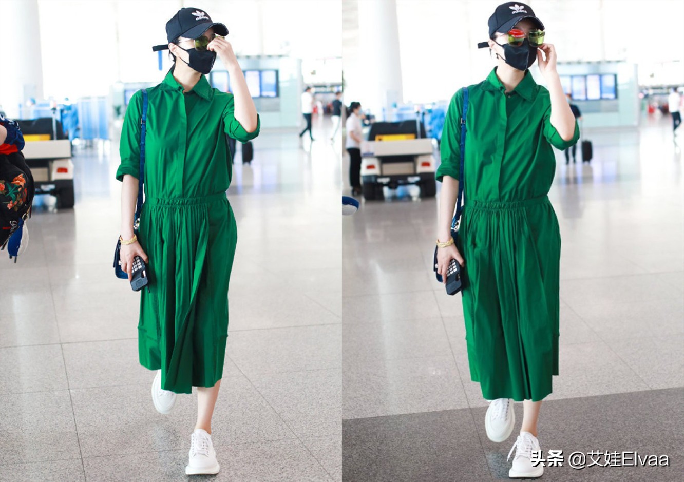 范冰冰这次失手了，绿色长裙112斤穿出122斤，看