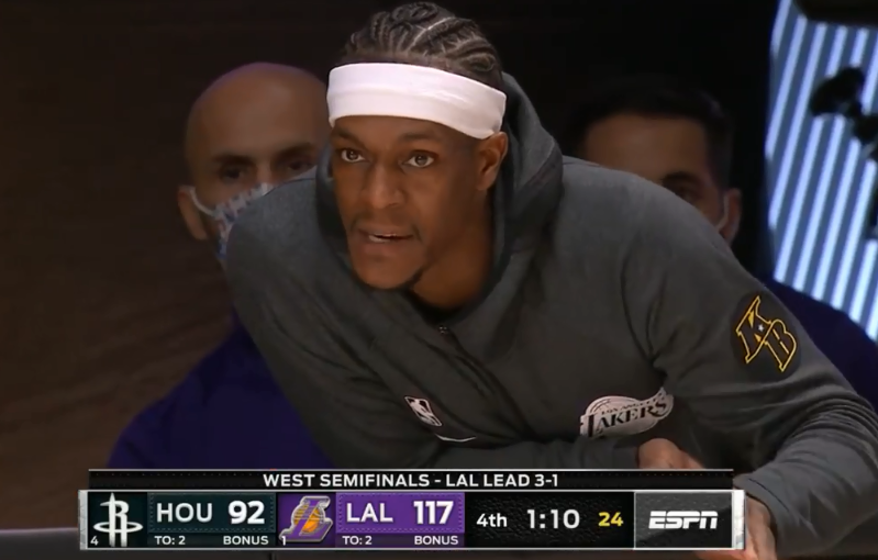 軟豆指導實錘！湖人已鳴金收兵，Rondo還在場邊指揮後補球員打球！-黑特籃球-NBA新聞影音圖片分享社區