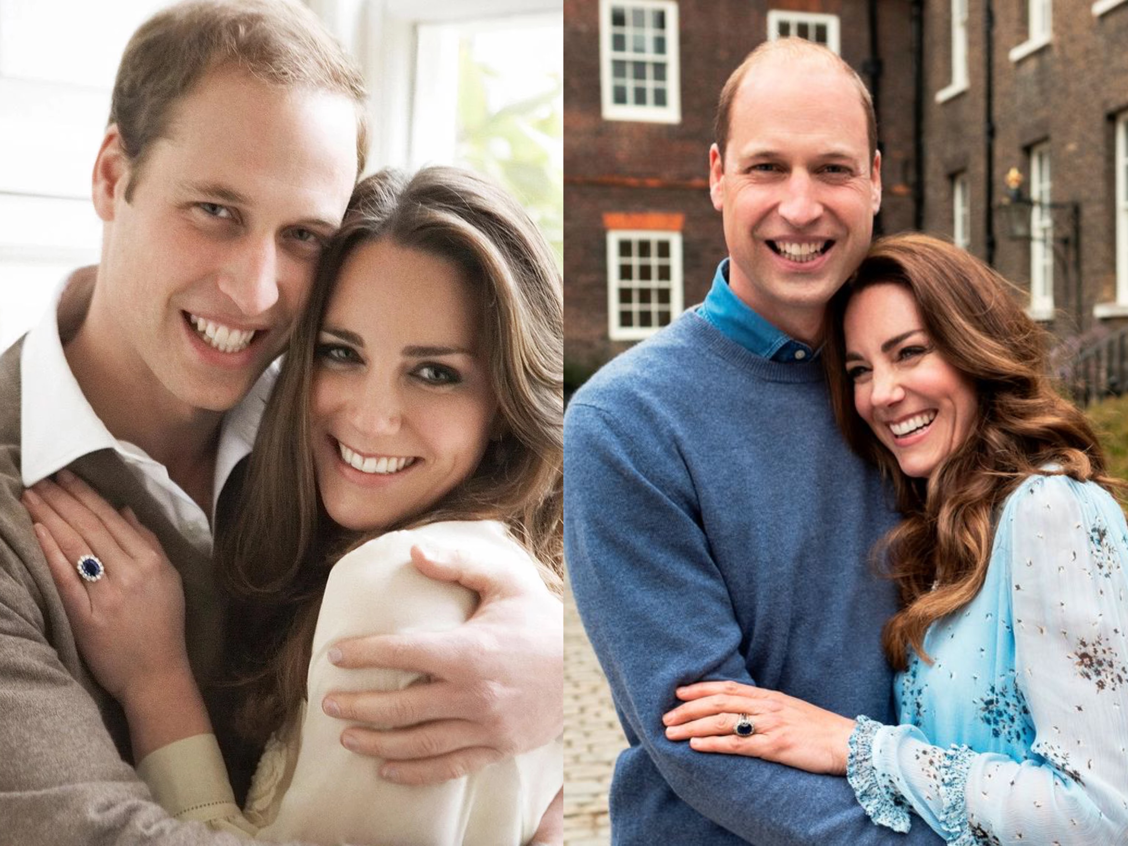 威廉凱特重拍10年前訂婚照，威廉變禿了，凱特更成熟，依舊恩愛