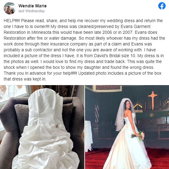 美国女婚后将婚纱送去干洗，14年后打开衣盒傻眼：这婚纱谁的？