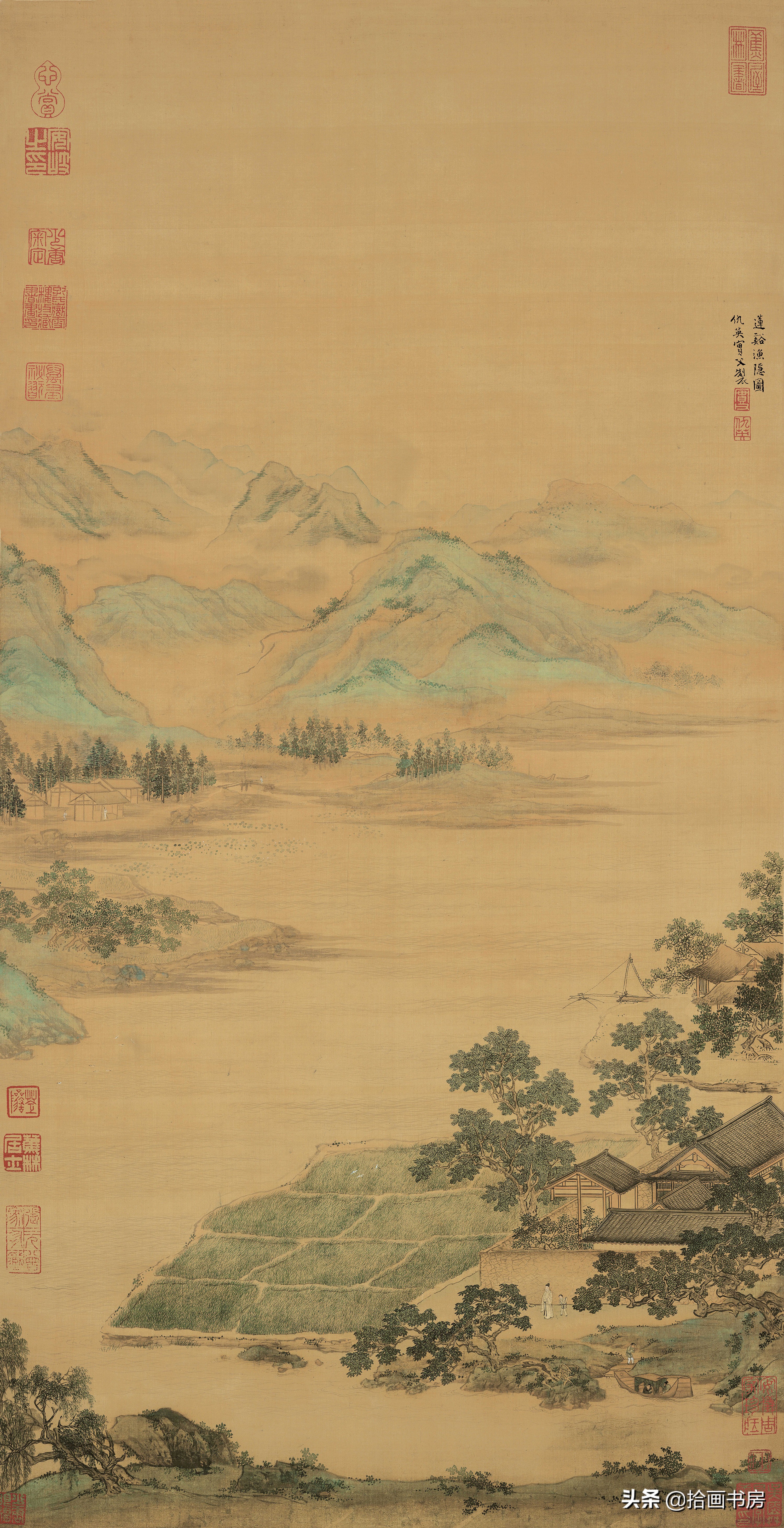 仇英《莲溪渔隐图》:流水混迹尘中,老树不言物外