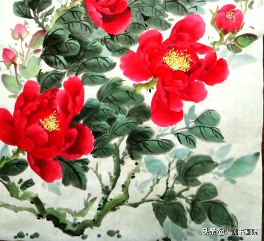 The threedimensional outline of traditional Chinese painting peony