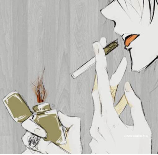 男生冷酷背影抽烟动漫图片