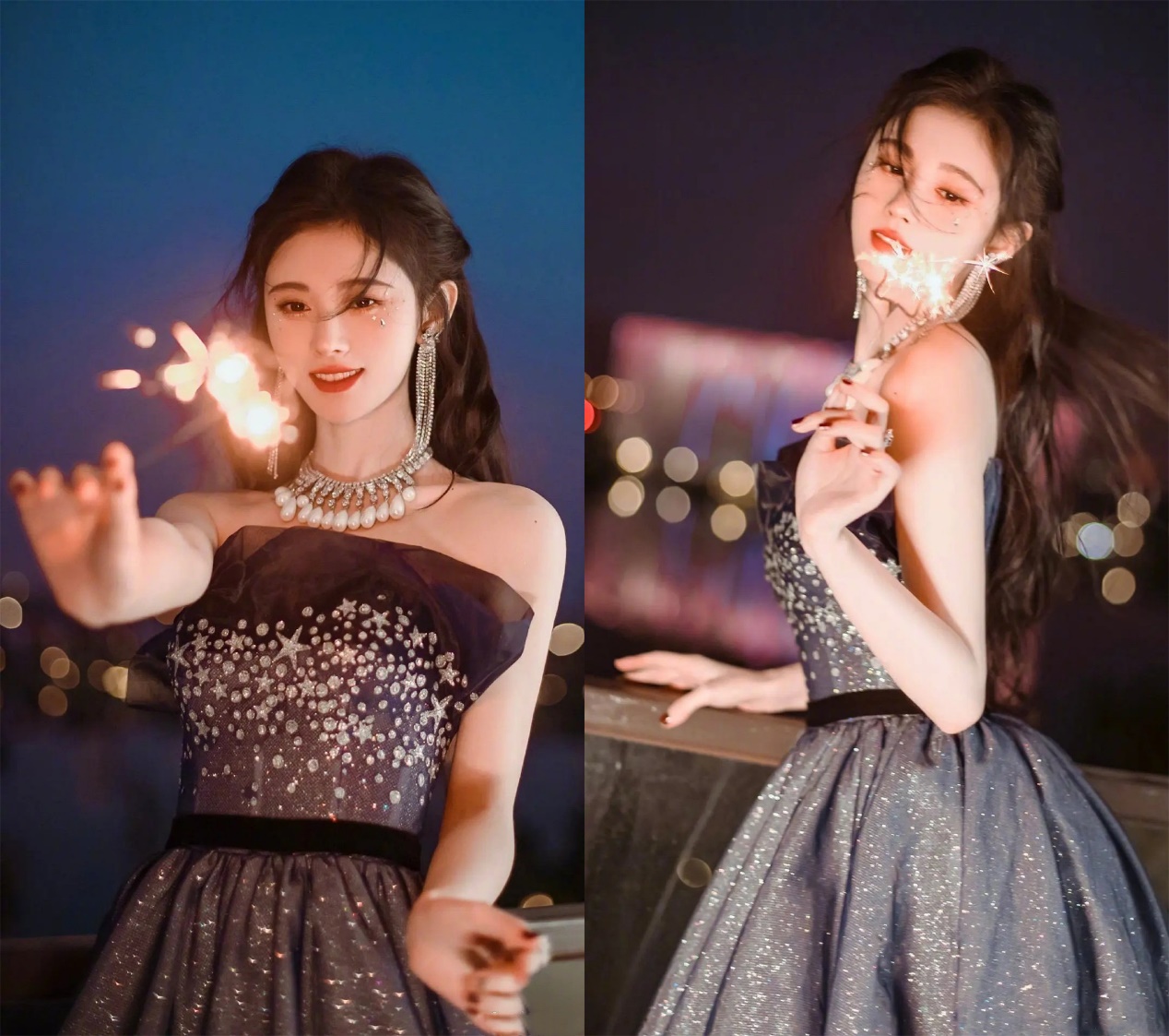 Star takes a picture to also bump into prop, firework good subject is big, which star is the most good-looking? 