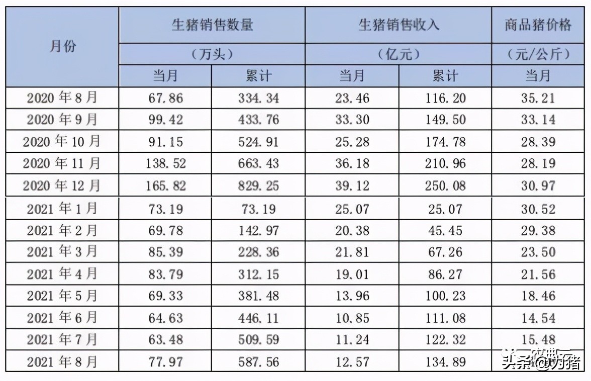 10大猪企8月数据：牧原正邦温氏新希望四龙头猪价最高不达14.5元