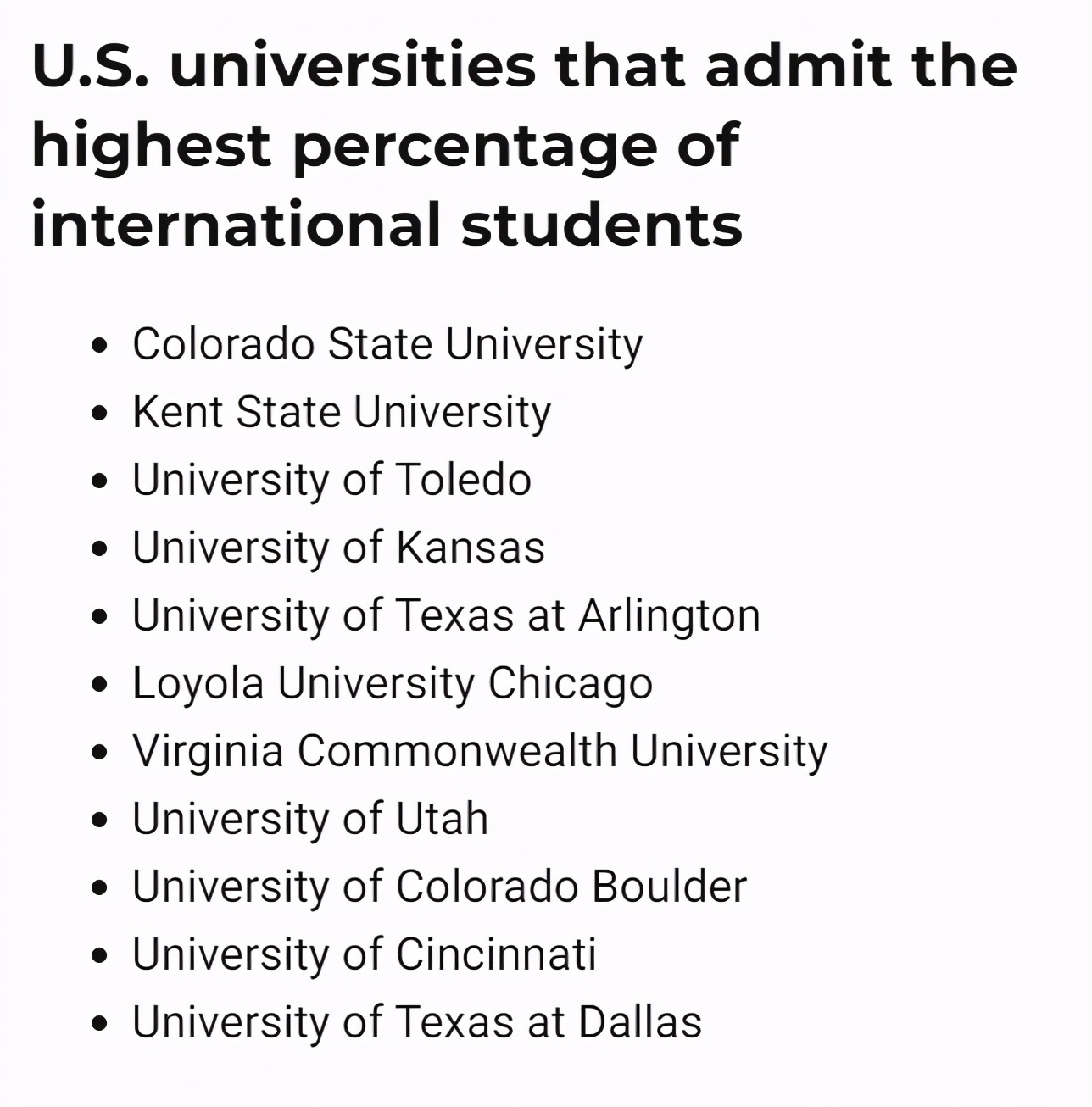 U.S. News公布11所最爱录取国际生的美国大学