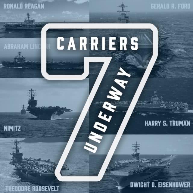 美军7艘航母刚出海，最新大国重器浮出海面，载