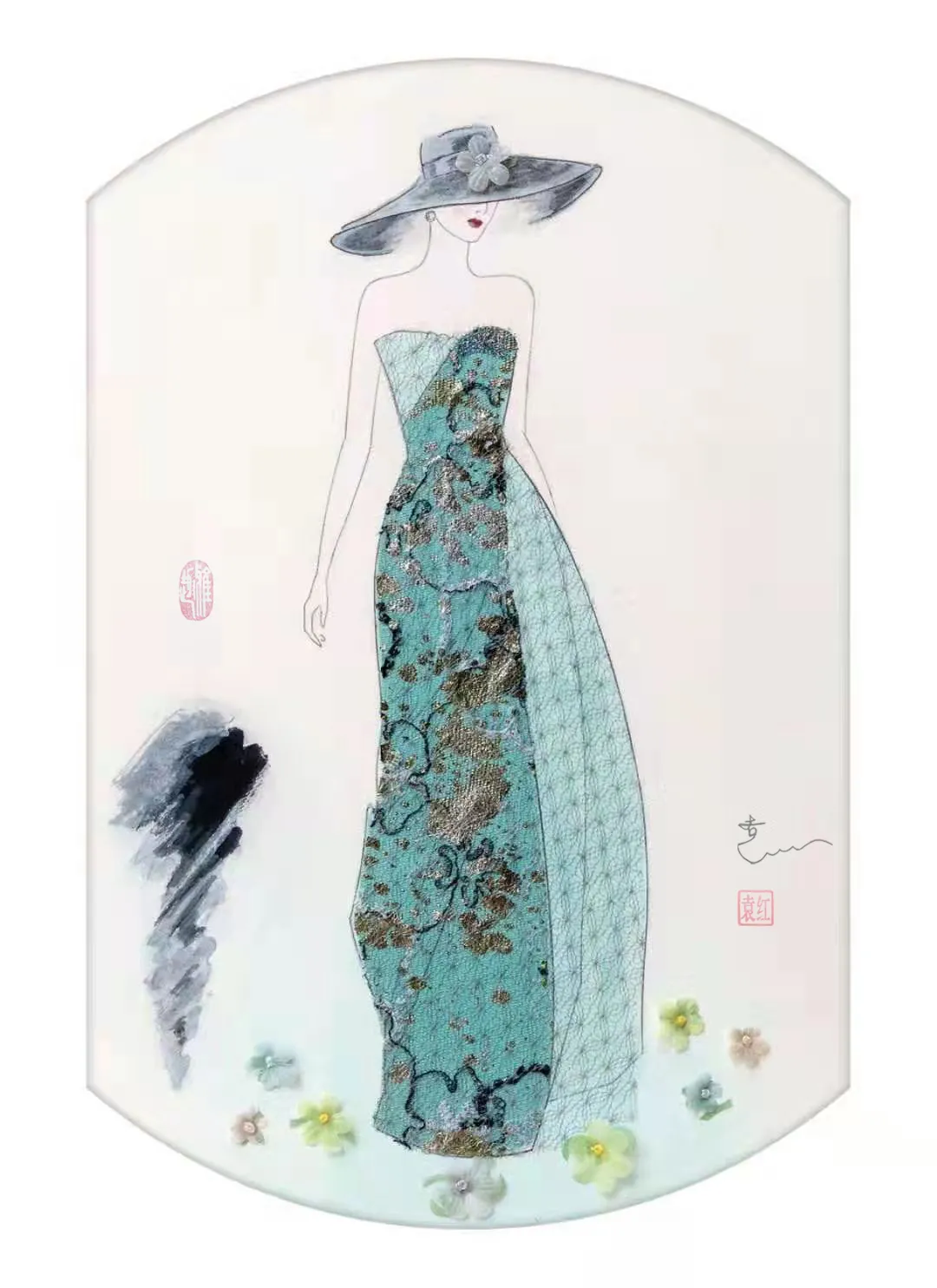 服装设计师袁红首创《水墨时尚装饰画》受到画界的赞议获国家版权
