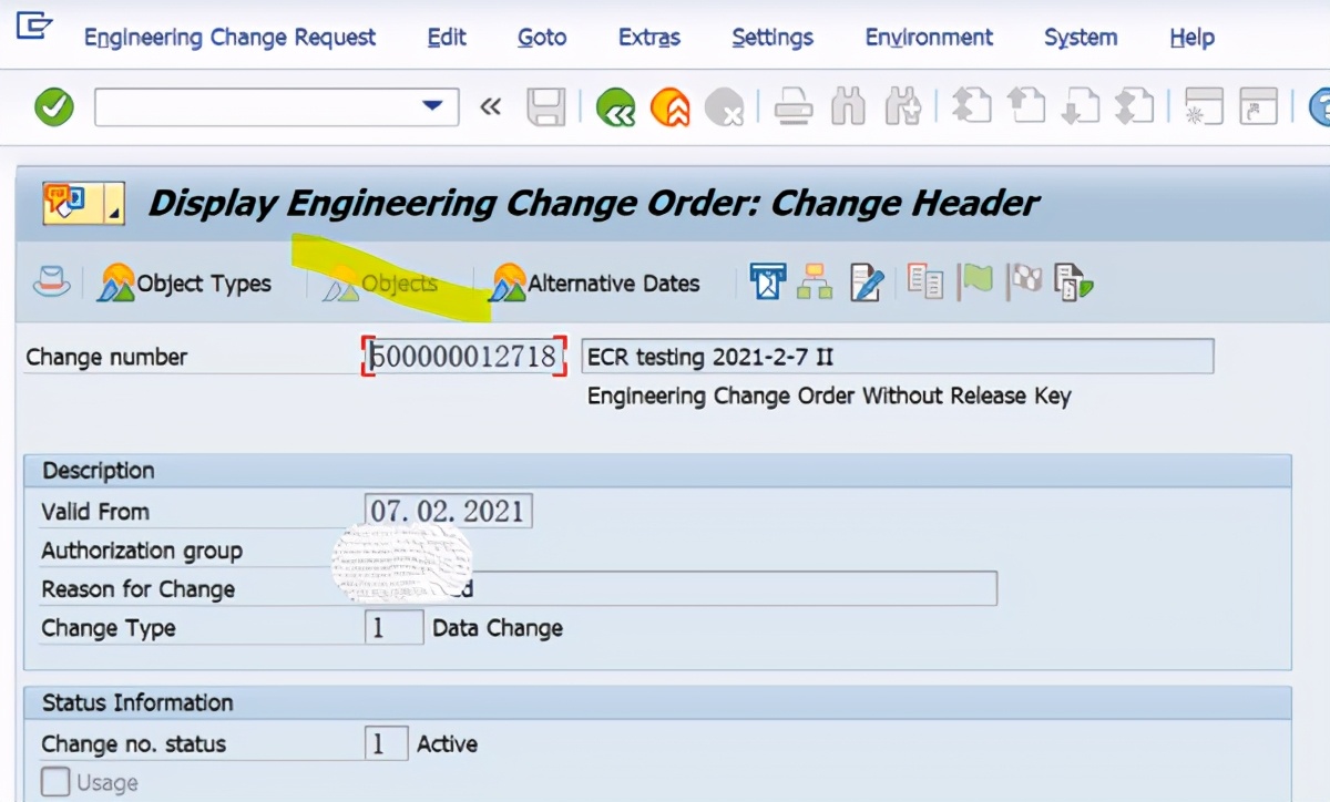 SAP PP使用ECR去修改Recipe，报错说该功能不支持