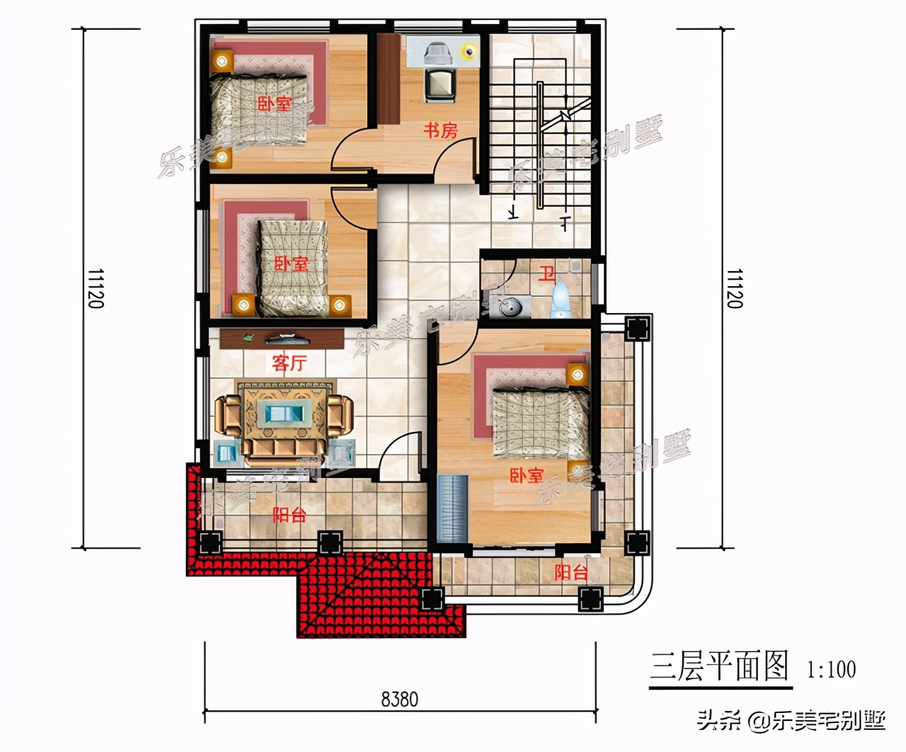 7款农村三层自建房别墅占地约90平米实用经济