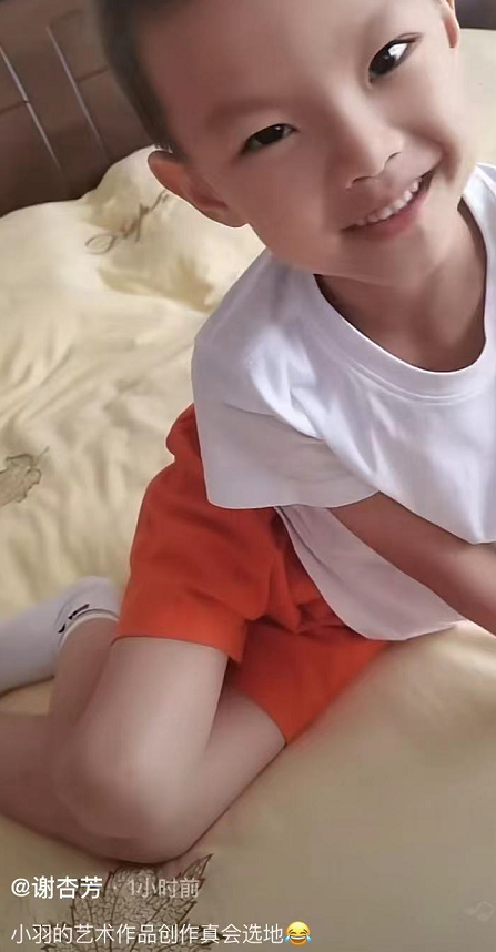 太受宠！林丹儿子在妈妈名牌包上作画，谢杏芳不生气还鼓励他