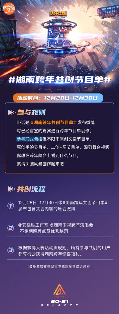 湖南卫视跨年演唱会倒计时2天 网友共创节目单脑洞大开