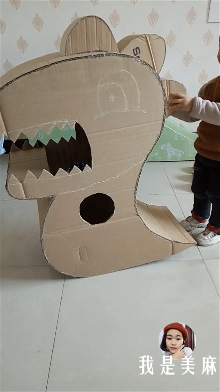 纸箱手工恐龙怎么做图片