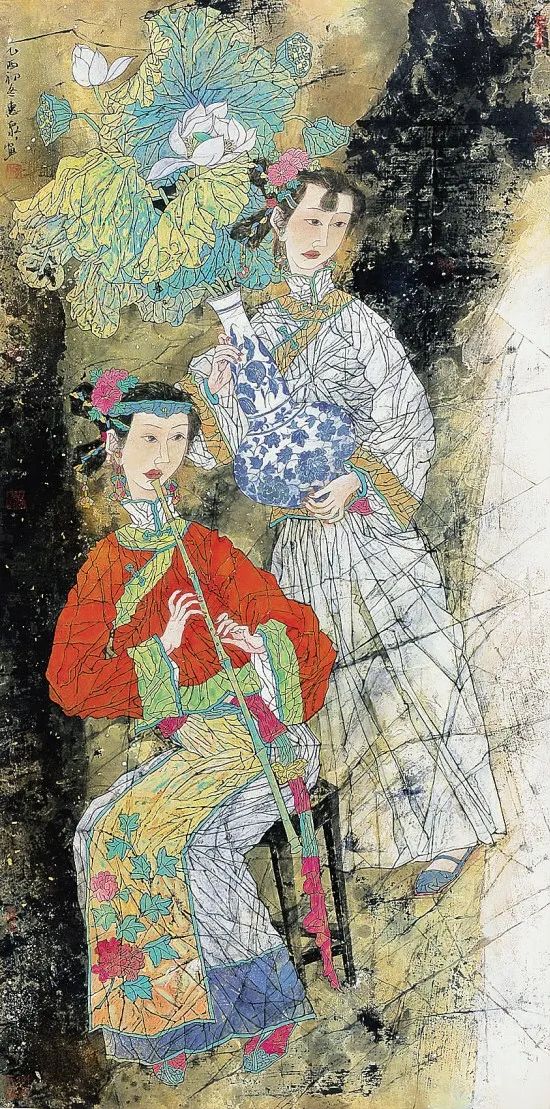 柔美多姿，仪态万方——著名画家徐惠泉以工笔重彩将东方女性的美跃然纸上