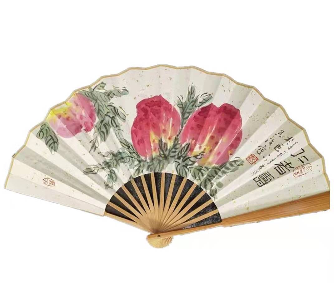 67红门赏艺天凉好个秋中国画家吴强寿桃扇面欣赏