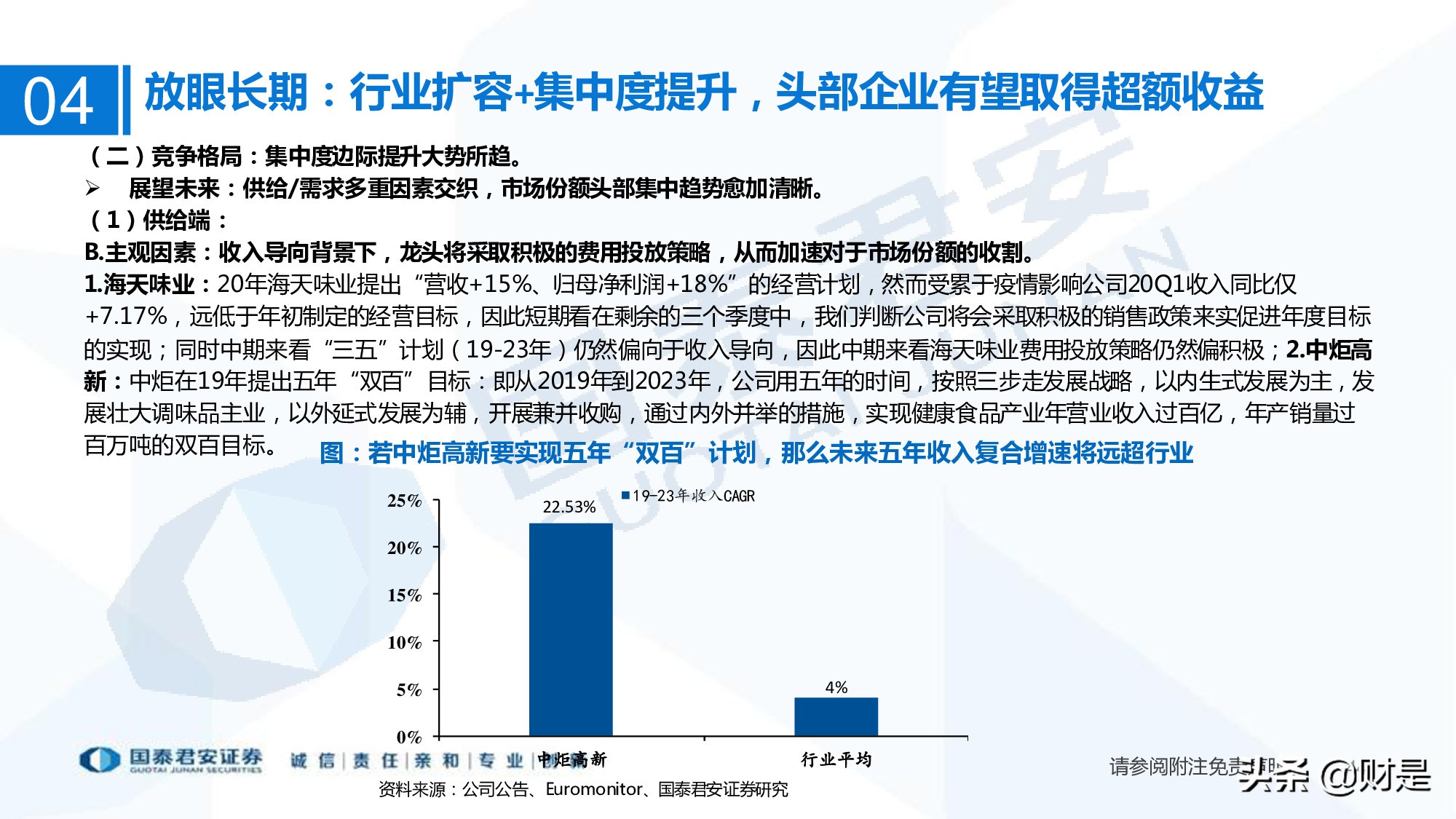 调味品行业研究：行业扩容，集中度提升，头部企业有望超额获益