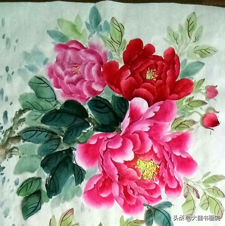 The threedimensional outline of traditional Chinese painting peony