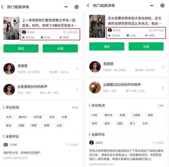 抖音涨粉案例分析：「壶提提」“爆米花变装”视频抖音涨粉68w