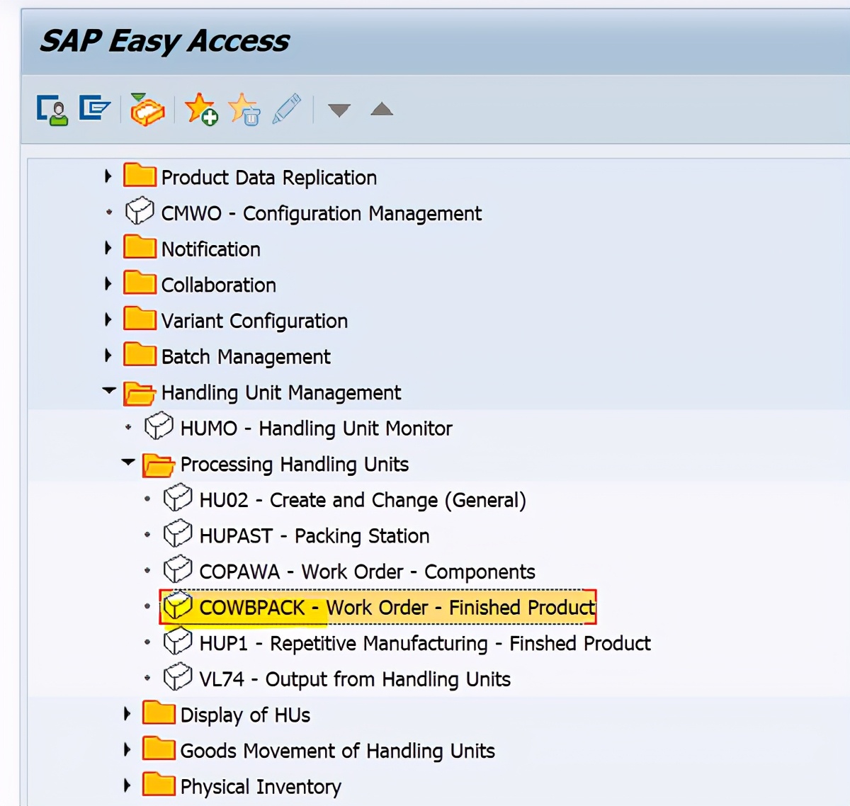 SAP PP 啟用了HU管理下的工單入庫