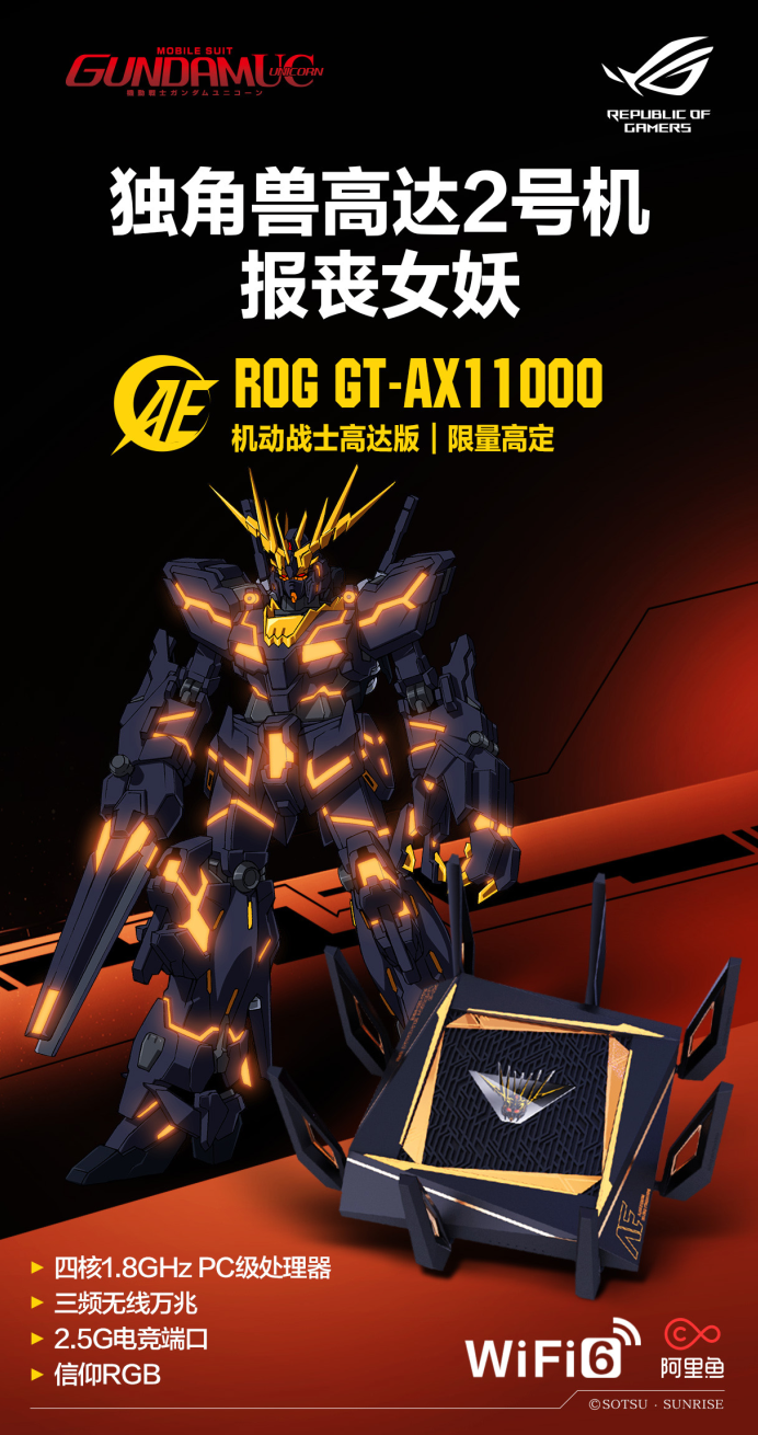 加持精神感应框架——高达定制版ROG GT-AX11000震撼来袭