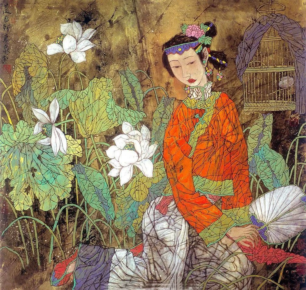 柔美多姿，仪态万方——著名画家徐惠泉以工笔重彩将东方女性的美跃然纸上