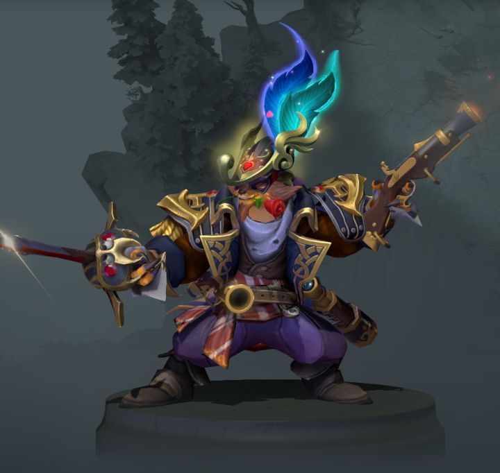 DOTA2穿搭推荐——石鳞剑士蓝颜面具+复仇之铳