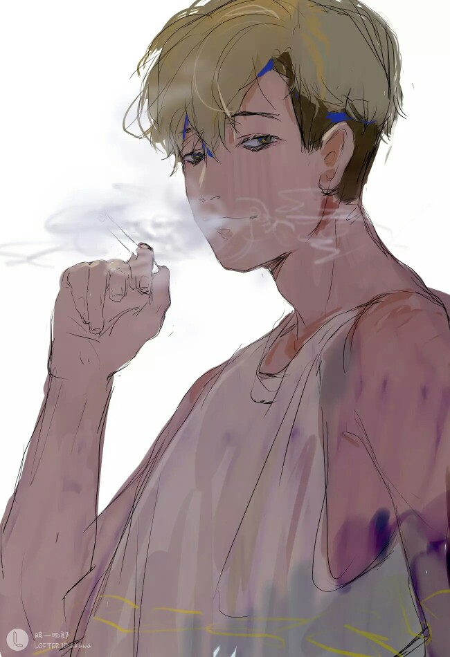 真心觉得男生抽烟的动作，很性感很帅气｜抽烟动漫个性手绘男头