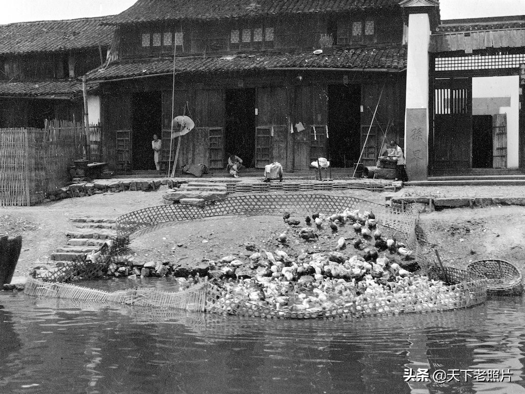 1917年杭州街景老照片  生活悠闲、手工业发达